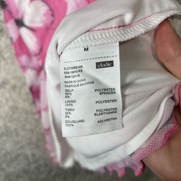 Elodie Pink Ruffle Butterfly Print Mesh Sleeveless Mini Dress Size Medium - Picture 4 of 7